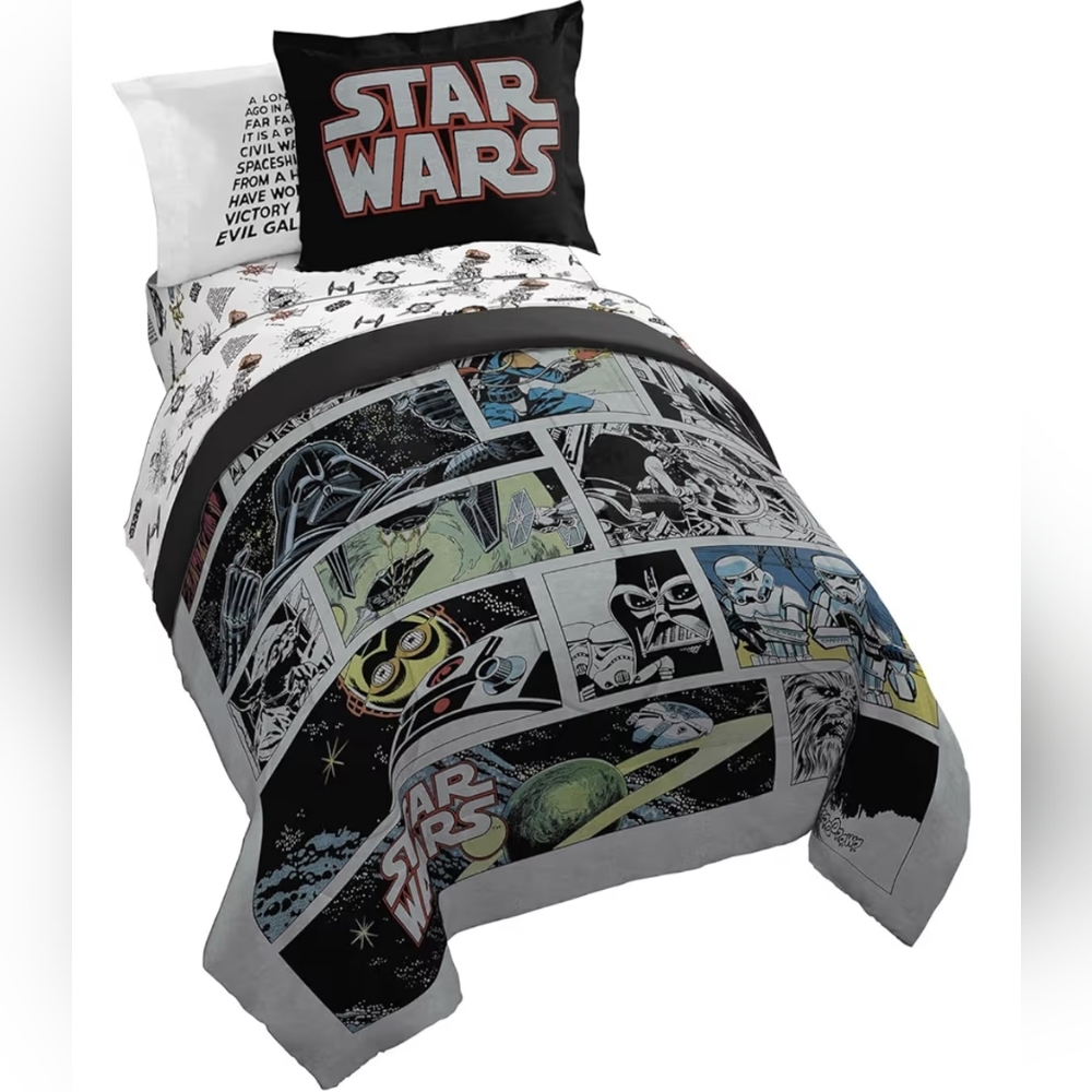 Jay Franco Star Wars Comic Book Twin Size Comforter Set - 5 Piece Bedding